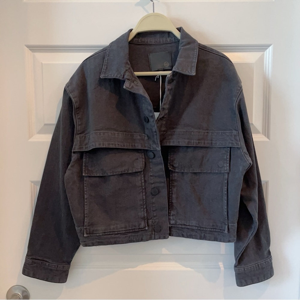 AG Adriano Goldschmied Washed Black Grey Jean Jacket